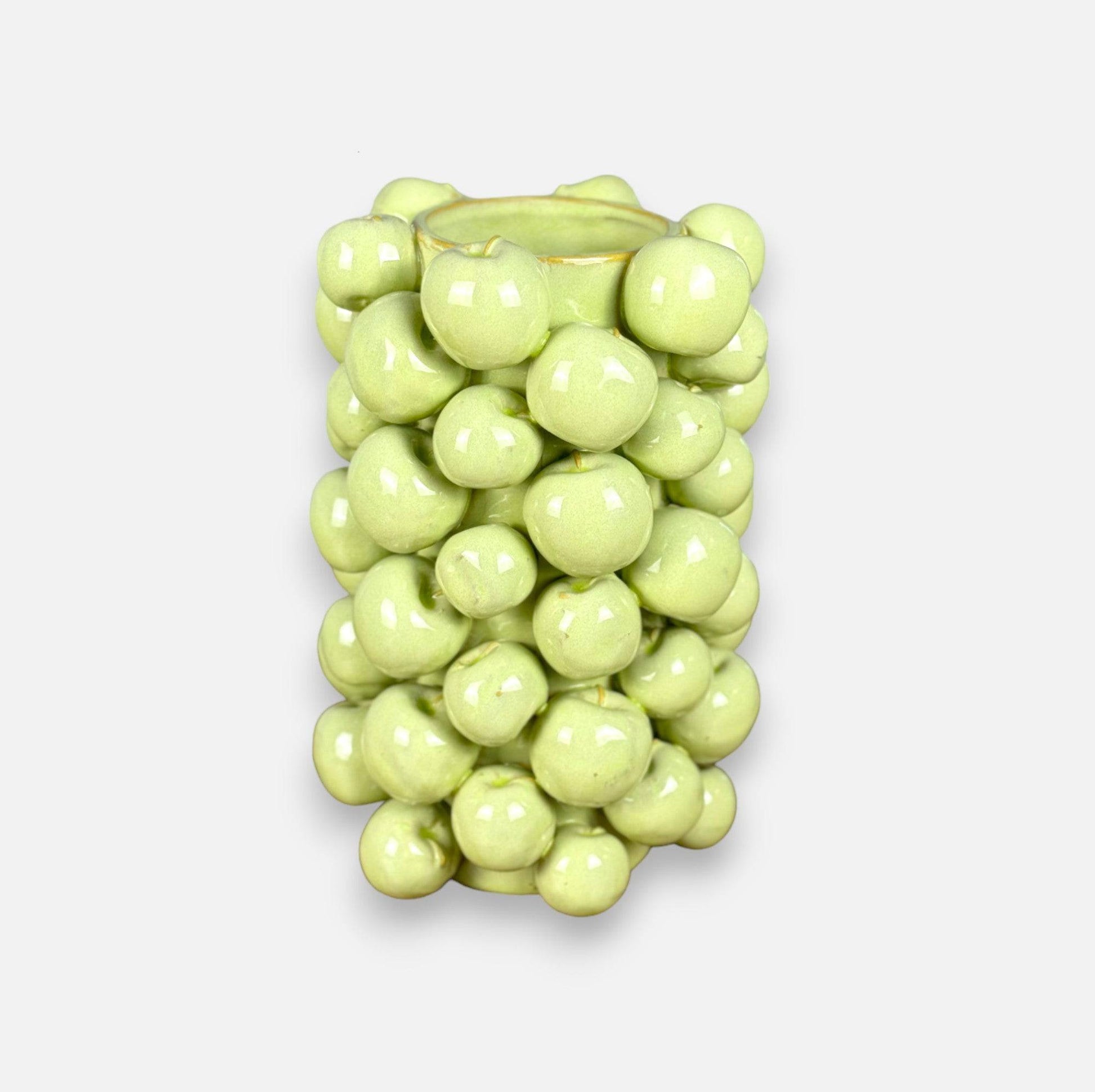 Apfelvase, Dekovase aus Keramik mit Apfelmotiv grün - mint glasiert gross Ø 19cm x H 28.5cm | Pomme Vasen von Classico