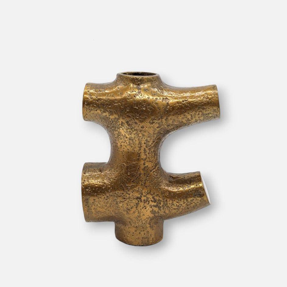 Dekovase, Vase aus Metall antik bronze gold halbes Hashtag L 19cm x B 8cm x H 25cm | Hashtag Vasen von Dekocandle