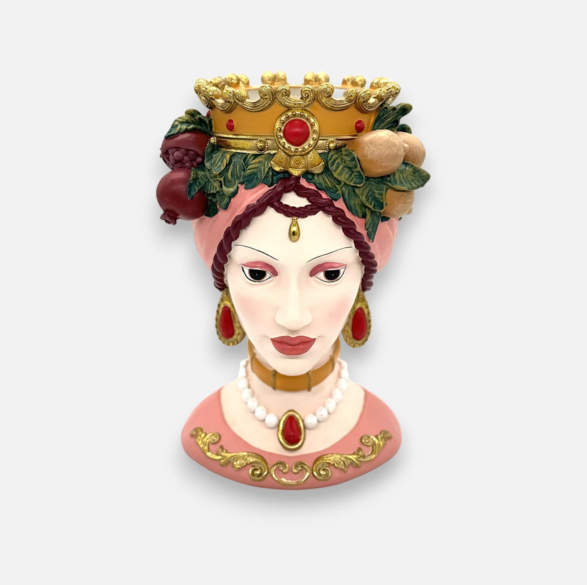 Frauenkopfvase, Dekovase aus Polyresin handbemalt Frauenbüste blau H 35cm x Ø 21cm | Giorgia Vasen von EDG