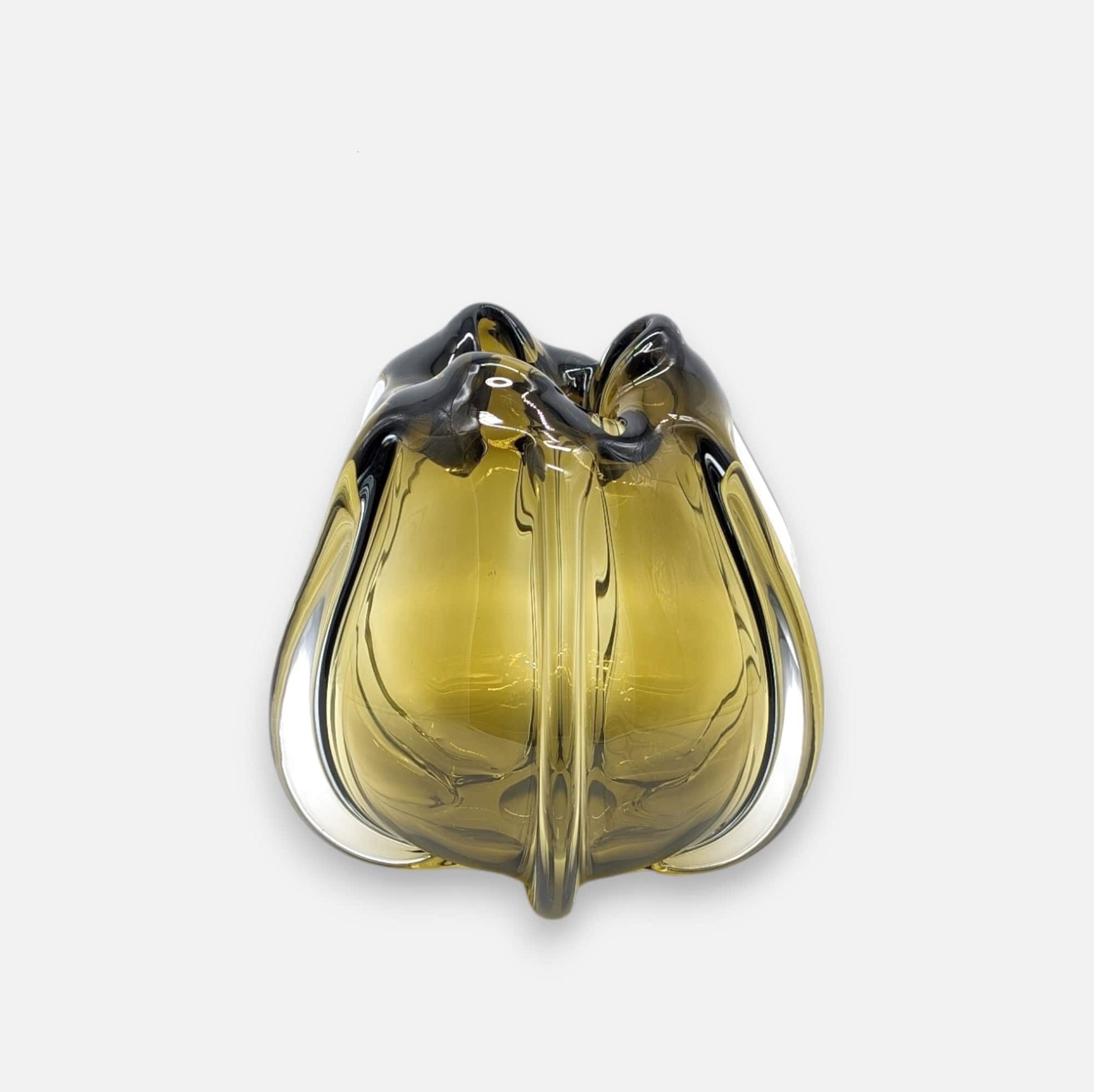 Glasvase, Dekovase aus Glas in Form einer Tulpenblüte olivgrün kurz Ø 24.5cm x H 22cm | Murielle Vasen von Light & Living
