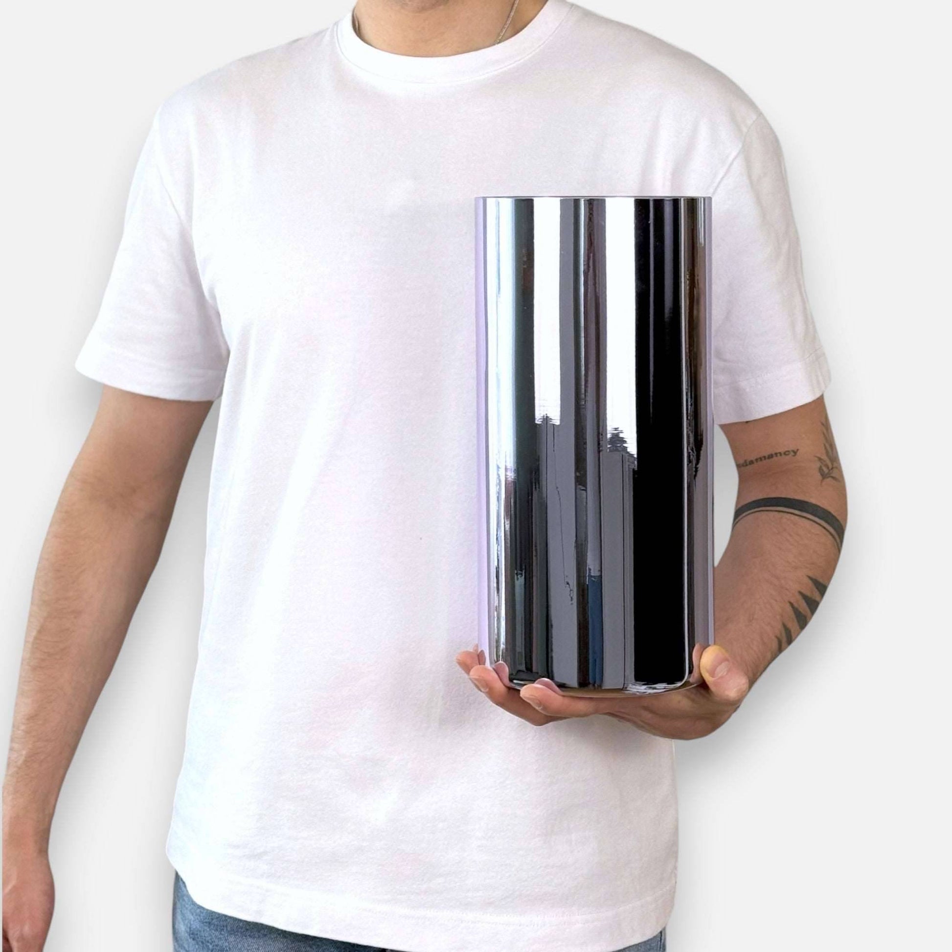 Glasvase, Dekovase aus Glas lila glänzend Zylinderform H 30cm x Ø 15cm | Cylindre Vasen von EDG