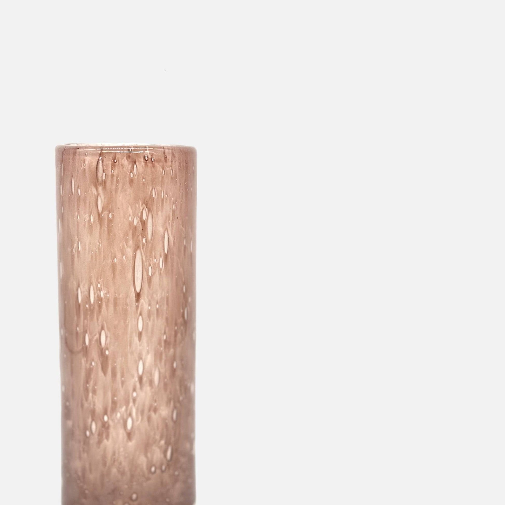 Glasvase, Dekovase aus Glas Luftbläschen lila rosa schmal Zylinderform Ø 6.5cm x 20cm | Felice Vasen von Dekocandle