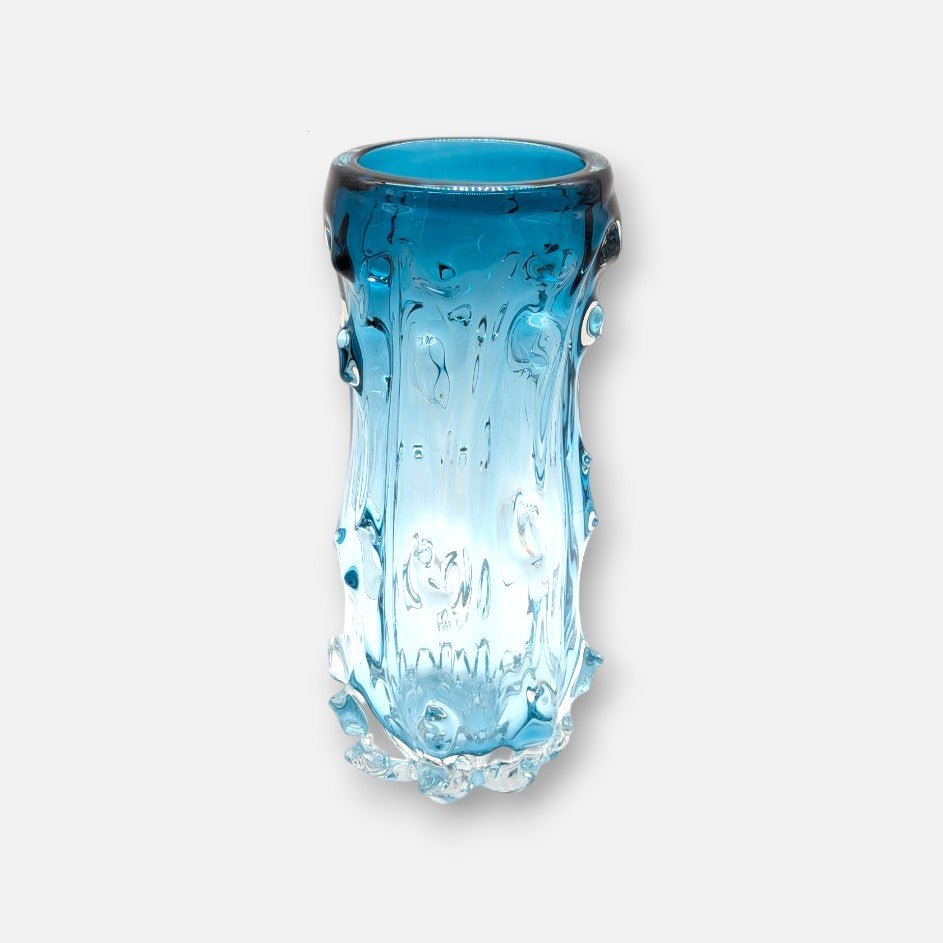 Glasvase, Dekovase aus Glas mit Struktur hellblau Ø 15cm x H 33cm | Arielle Vasen von Light & Living