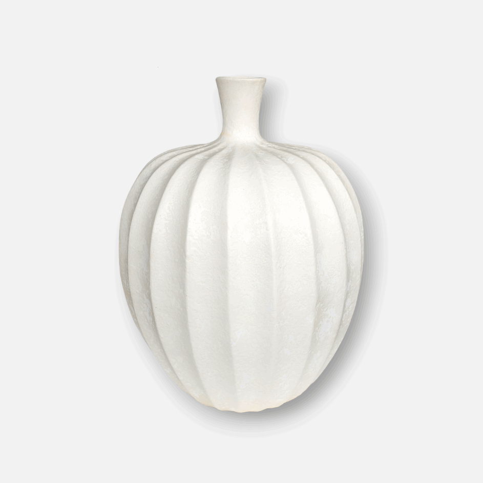 Keramikvase, Dekovase aus Keramik handgefertigt skulpturale ovale Form weiss B 33cm x H 43cm | Ninelle Vasen von Lene Bjerre