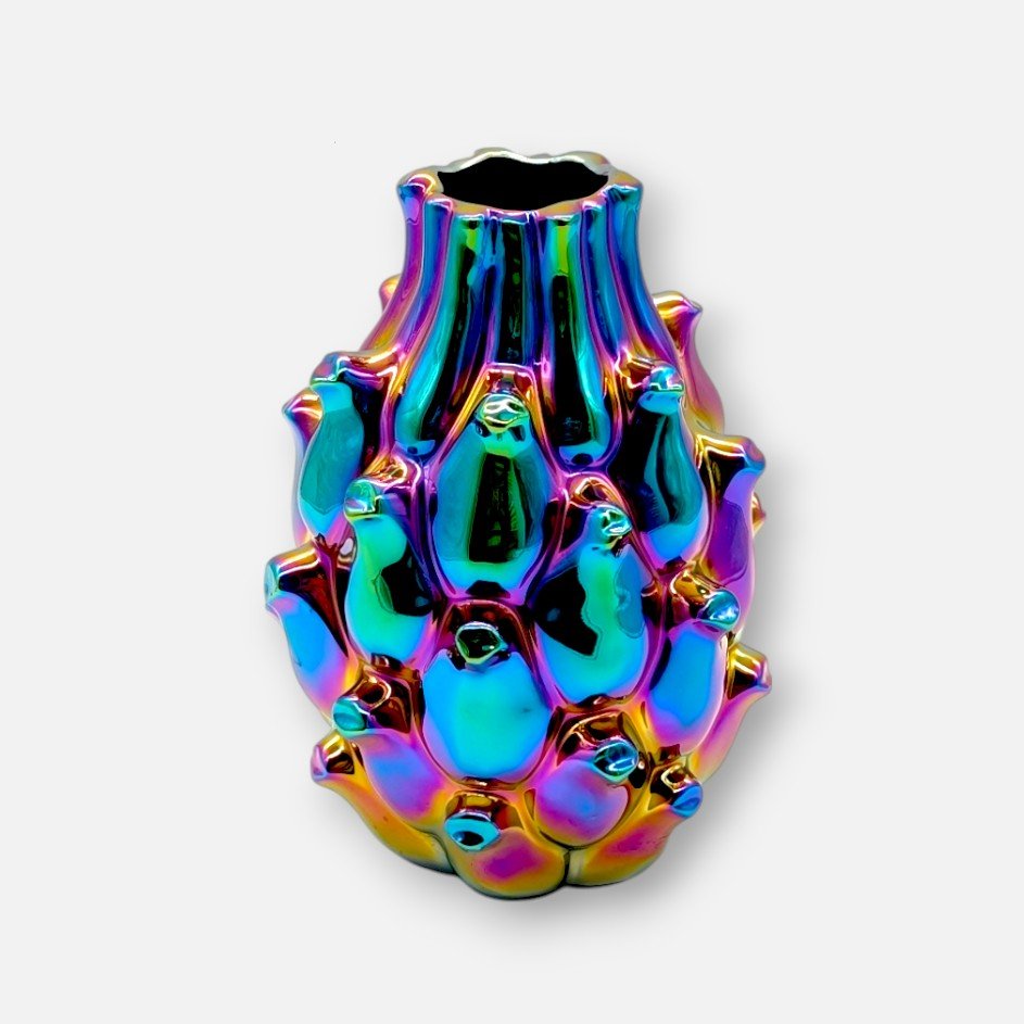 Keramikvase, Dekovase aus Keramik mit Struktur Regenbogenfarben Ø 16cm x H 21cm | Chamelea Vasen von Light & Living