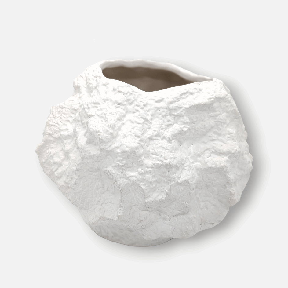 Keramikvase, Dekovase aus Keramik weiss felsige Struktur B 24cm x L 14cm x H 20cm | Pierrette Vasen von Element Accessoires