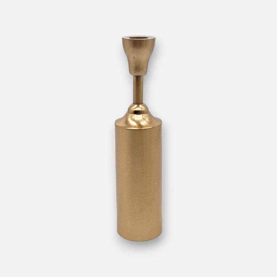 Kerzenständer, Kerzenhalter für Stabkerzen gold matt Zylinderform B 6cm x H 26cm | Sylvestre Kerzenlicht von Affari of Sweden