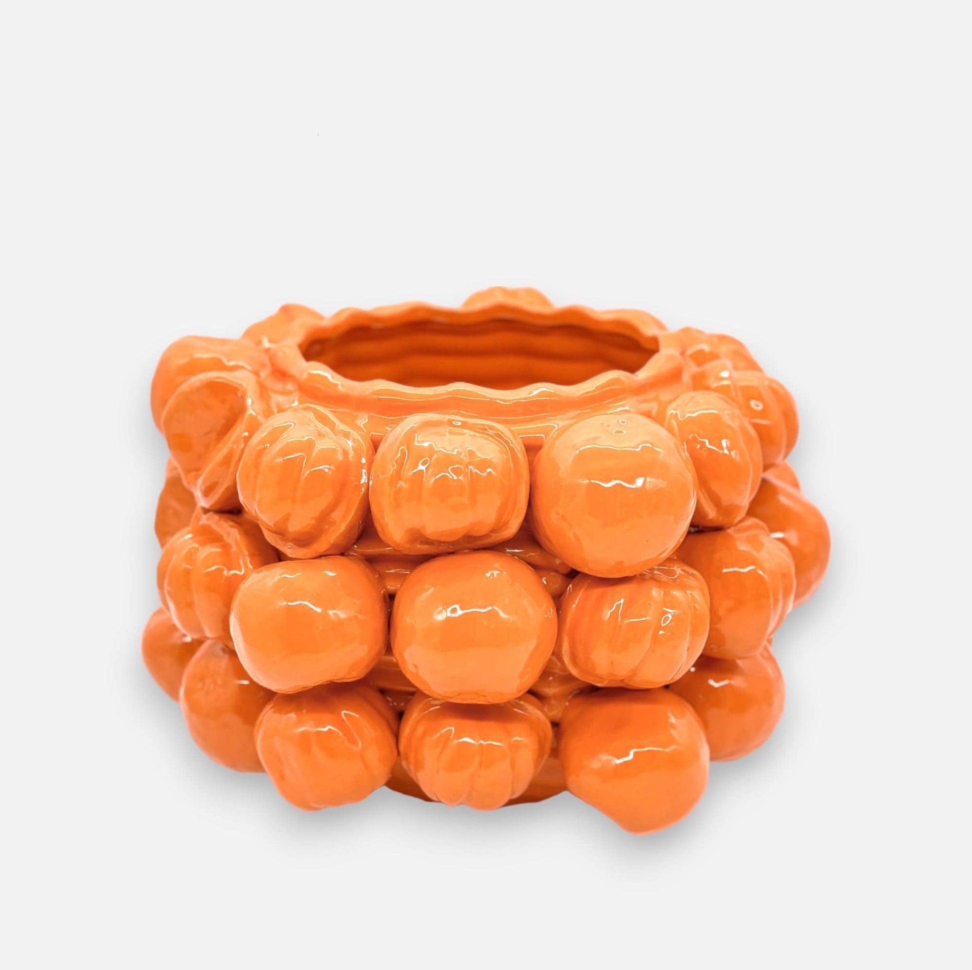 Mandarinenvase, Dekovase aus Keramik Orange mit Mandarinen Motiv H 22cm x Ø 31cm | Mandarelle Vasen von EDG