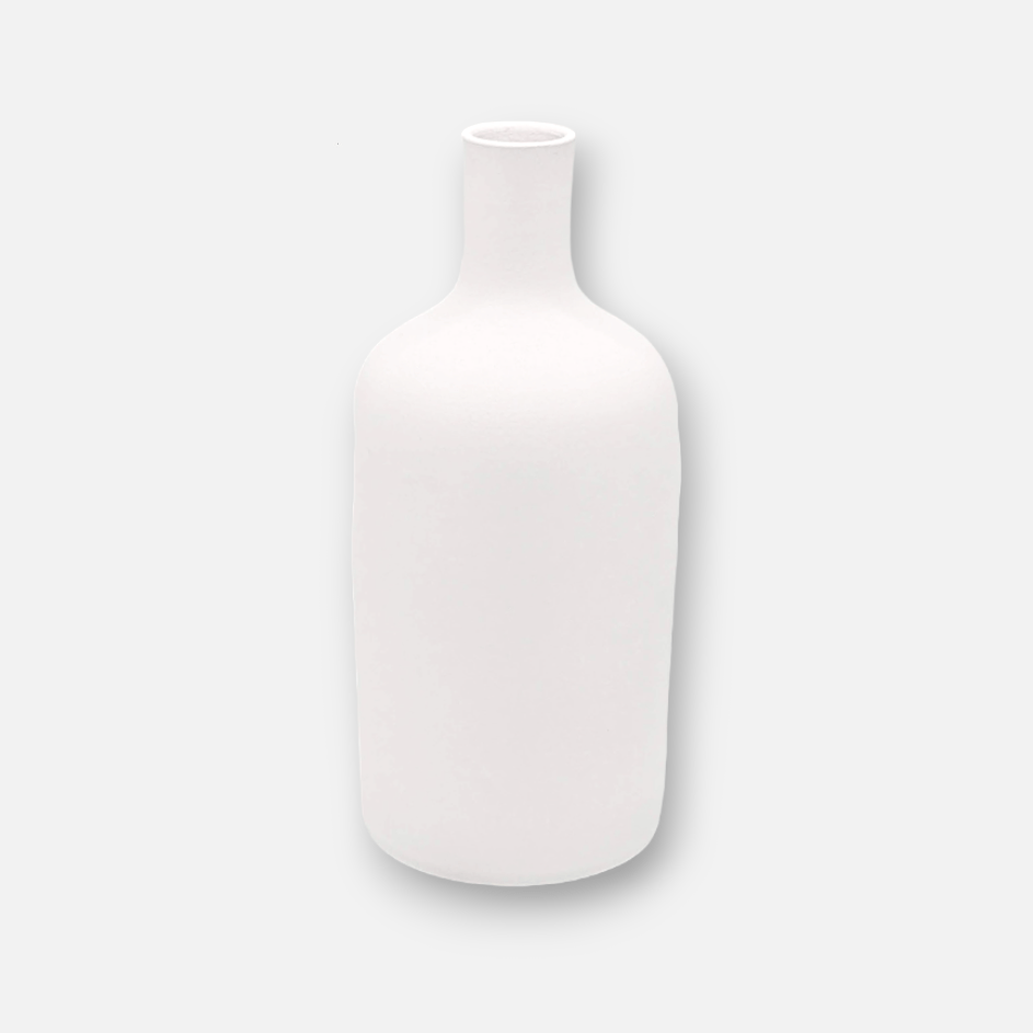 Steingutvase, Dekovase aus Steingut handgefertigt Portugal weiss matt schlicht B 12,5 cm × H 28,5 cm von O Cactuu
