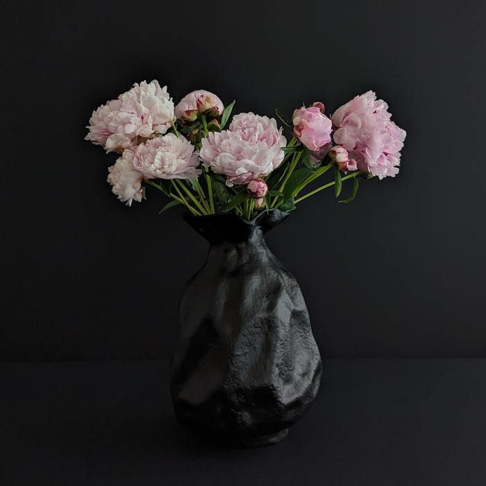 Moodbild Schwarze Vase mit Pfingstrosen