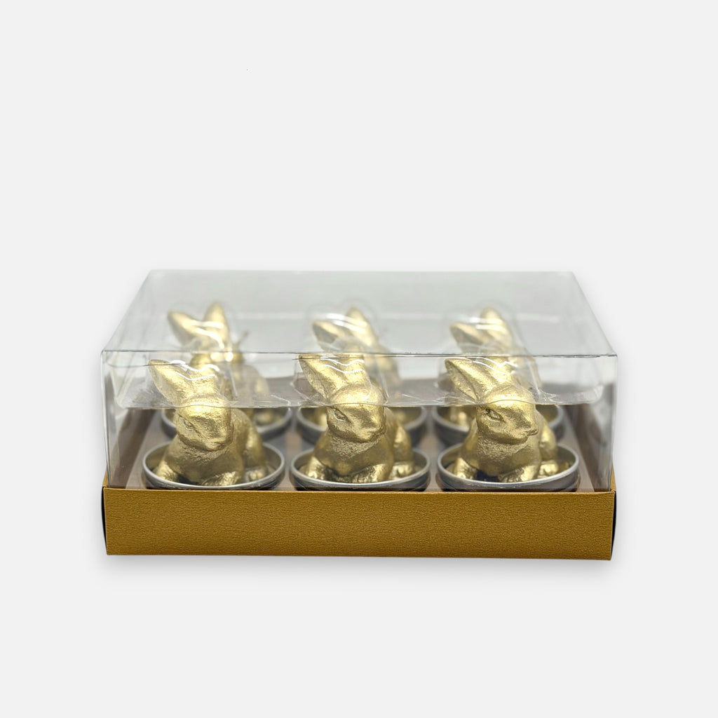 Teelichterset 6x Goldhasen aus Wachs Osterdeko in Goldoptik