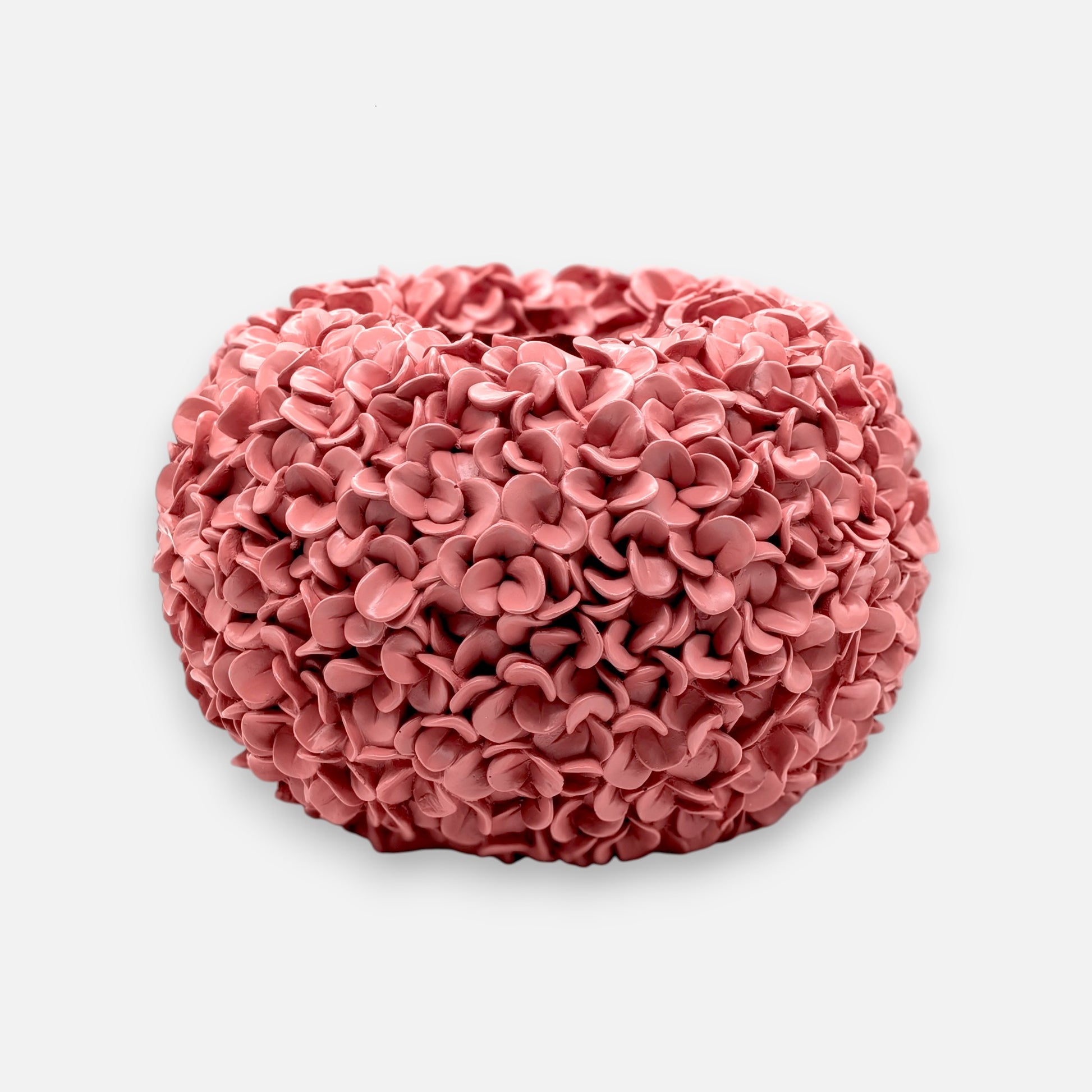 Hortensienvase, Dekovase mit Hortensien Muster Koralle Rosa Ø 38cm x H 23cm