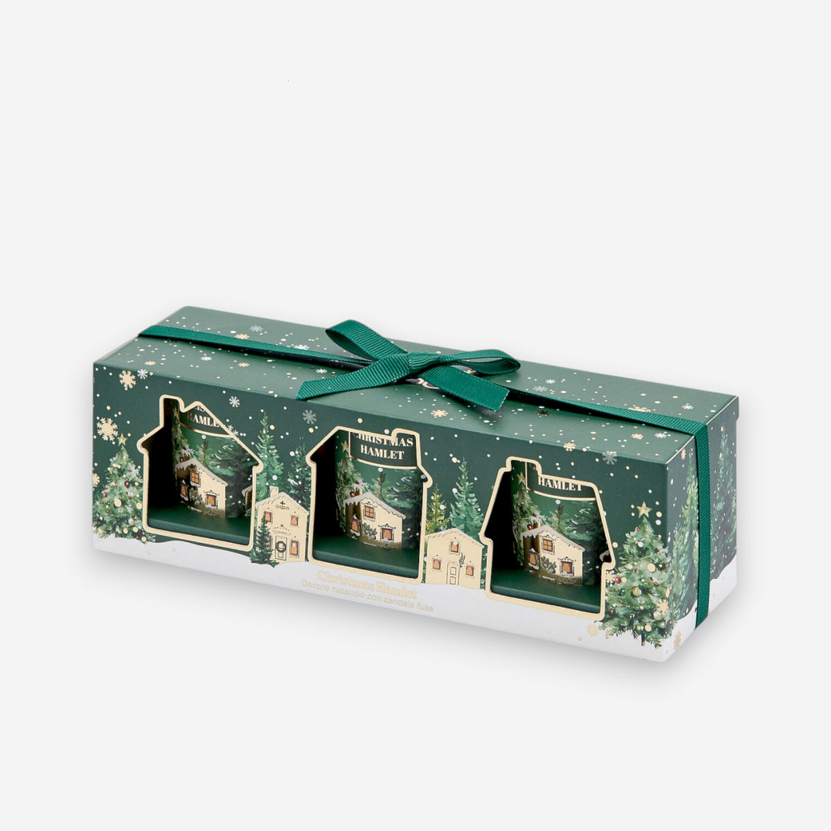 Duftkerze 3-er Set Glas Geschenkbox grün Ø5cm H6cm, Ansicht 2