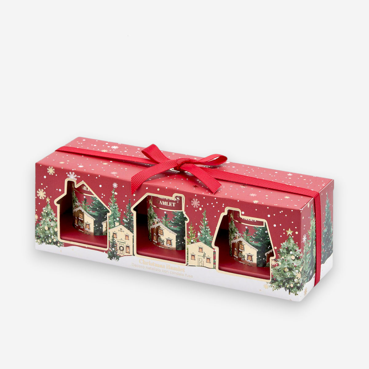 Duftkerze 3-er Set Glas Geschenkbox rot Ø5cm H6cm, Ansicht 2