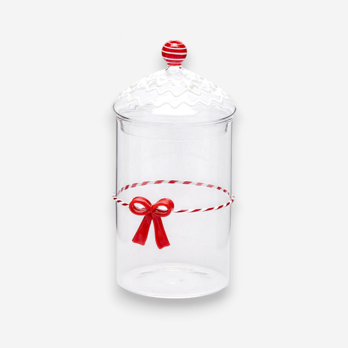 Aufbewahrungsdose aus Glas Weihnachten mit Schleife H22cm Ø10cm, Ansicht 2