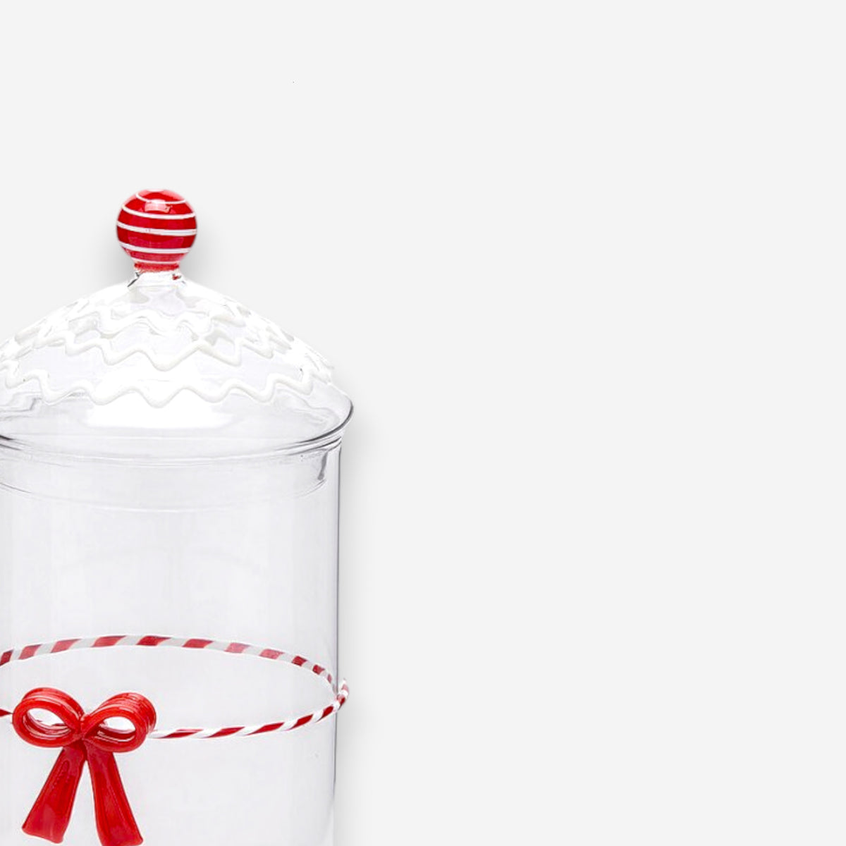 Aufbewahrungsdose aus Glas Weihnachten mit Schleife H22cm Ø10cm, Ansicht 3