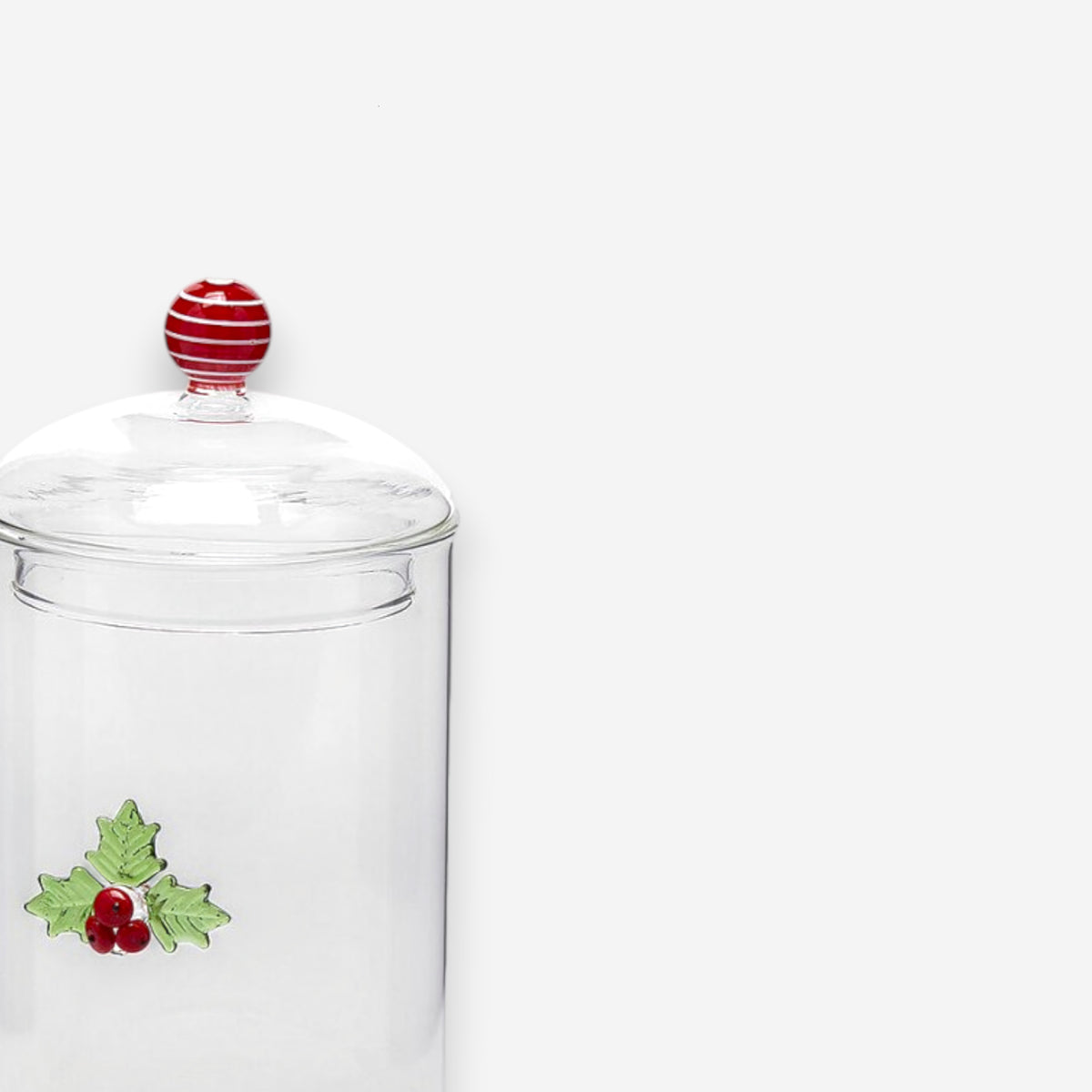 Aufbewahrungsdose aus Glas Weihnachten Stechpalme H19.5cm Ø10cm, Ansicht 3