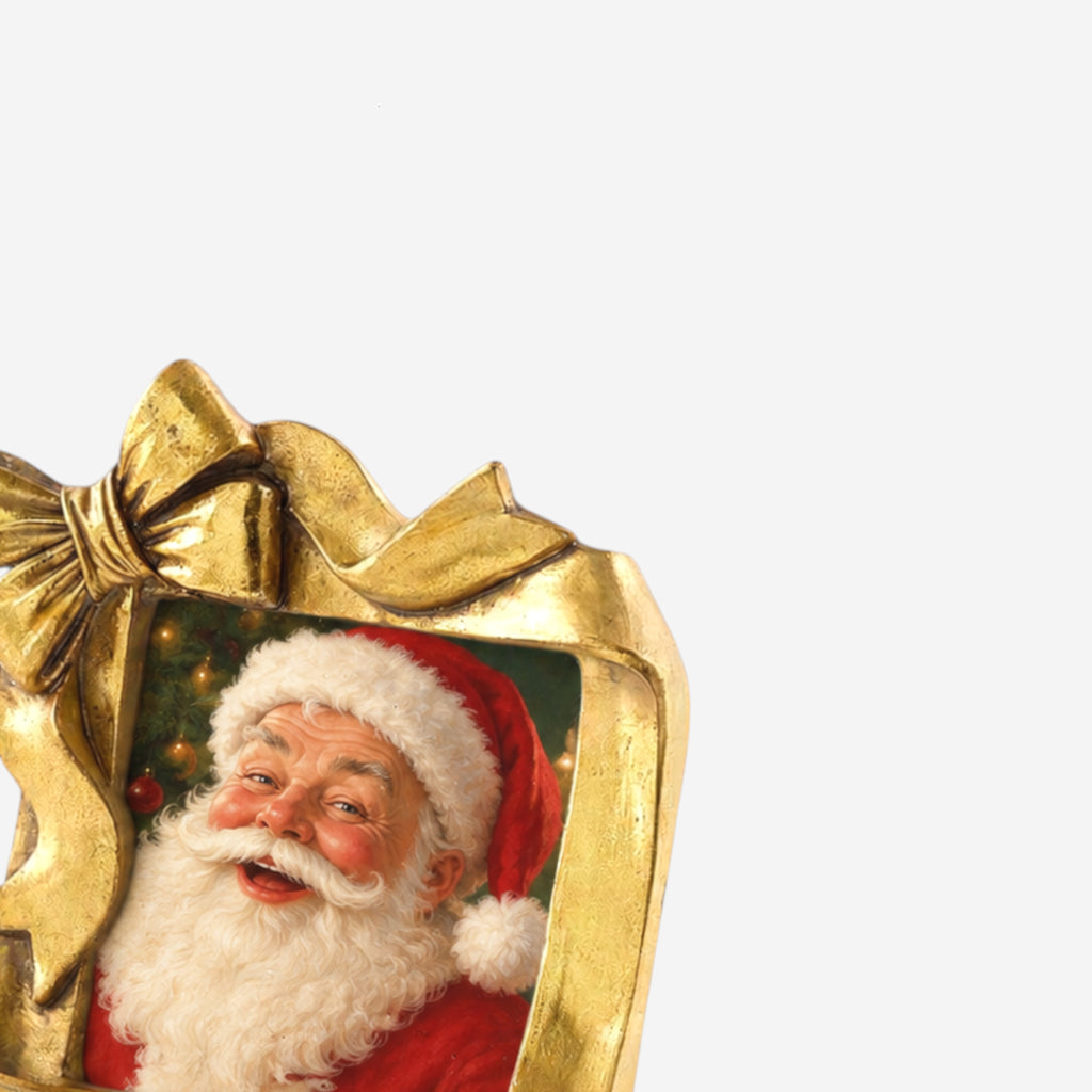 Bilderrahmen Weihnachten mit Schleife Gold H 15.5cm B 15cm T 3cm, Ansicht 2