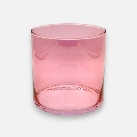 Caroline | Windlichtvase aus Glas pink rund gross Ø 15cm x H 15cm