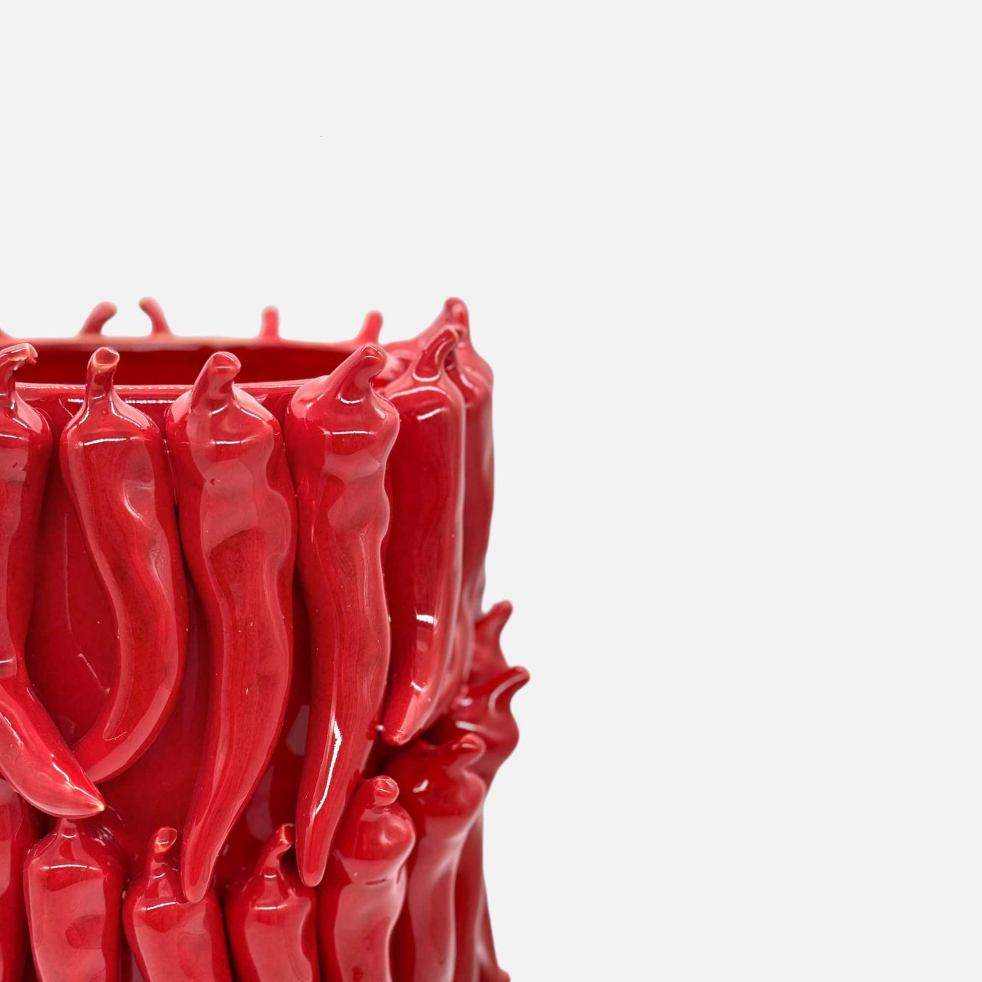 Chilette | Vase aus Keramik Rot mit Chili Motiv rot glänzend H 40cm x Ø 26.5cm - mon-chouchou.ch