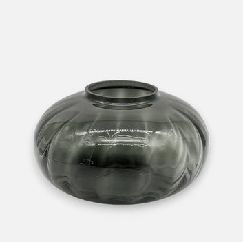 Estrelle | Vase aus Glas in Kürbisform durchsichtig grau Ø 32cm x H 18.5cm