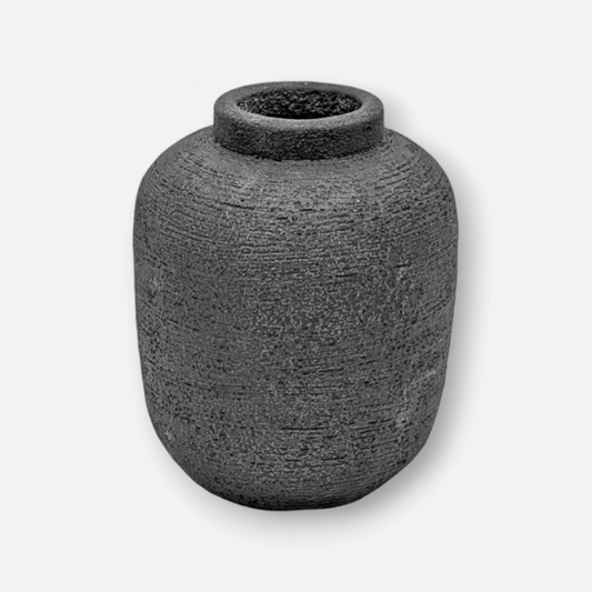 Francis | Vase aus Terrakotta mit Rippstruktur handgefertigt in Indonesien B 19cm x H 23cm