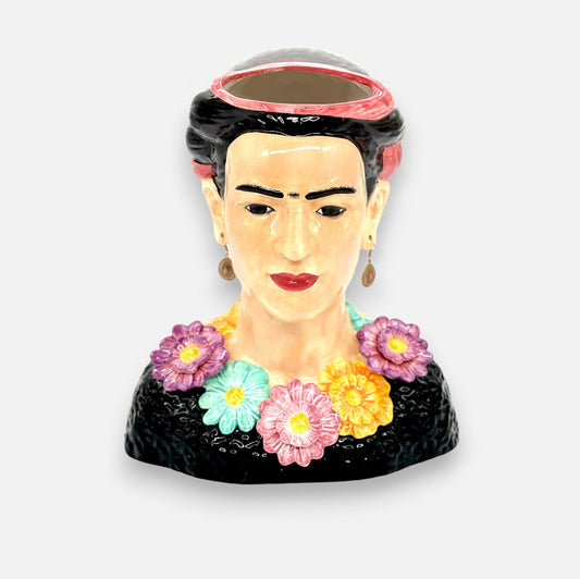 Frida  | Vase aus Keramik handbemalt Frauenbüste Frida Kahlo H 34cm x Ø 29cm x 19cm