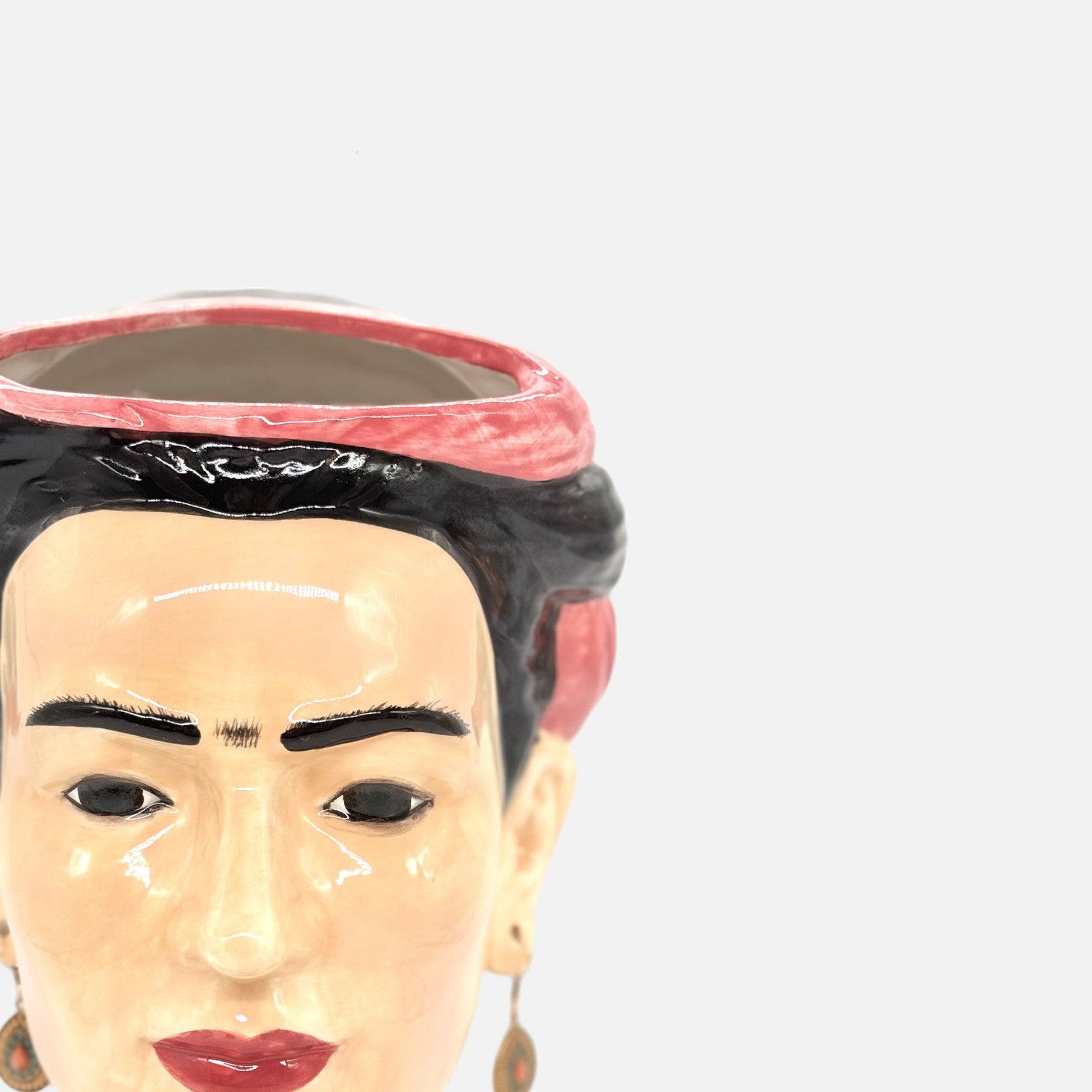 Frida  | Vase aus Keramik handbemalt Frauenbüste Frida Kahlo H 34cm x Ø 29cm x 19cm - mon-chouchou.ch