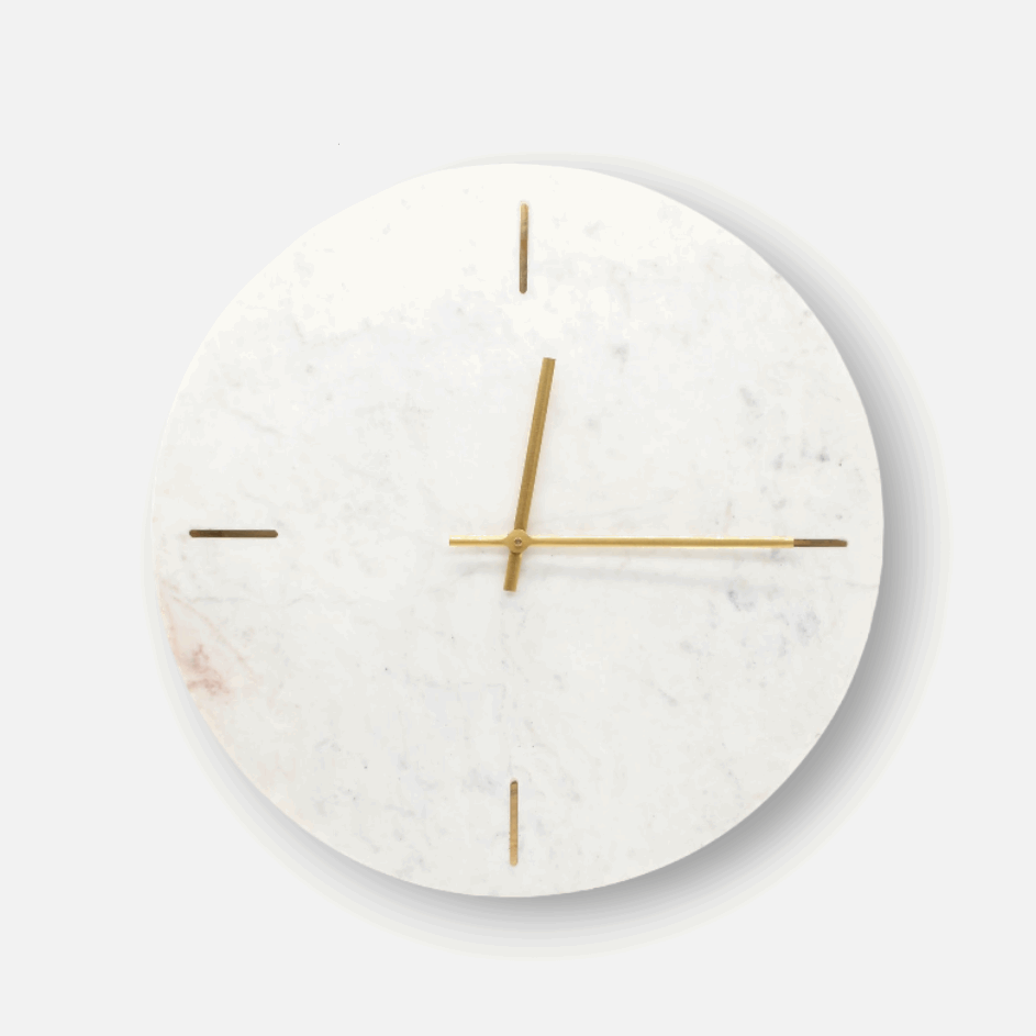 Gaëlle | Wanduhr aus Marmor weiss minimalistisch Ø 43.5cm - mon-chouchou.ch