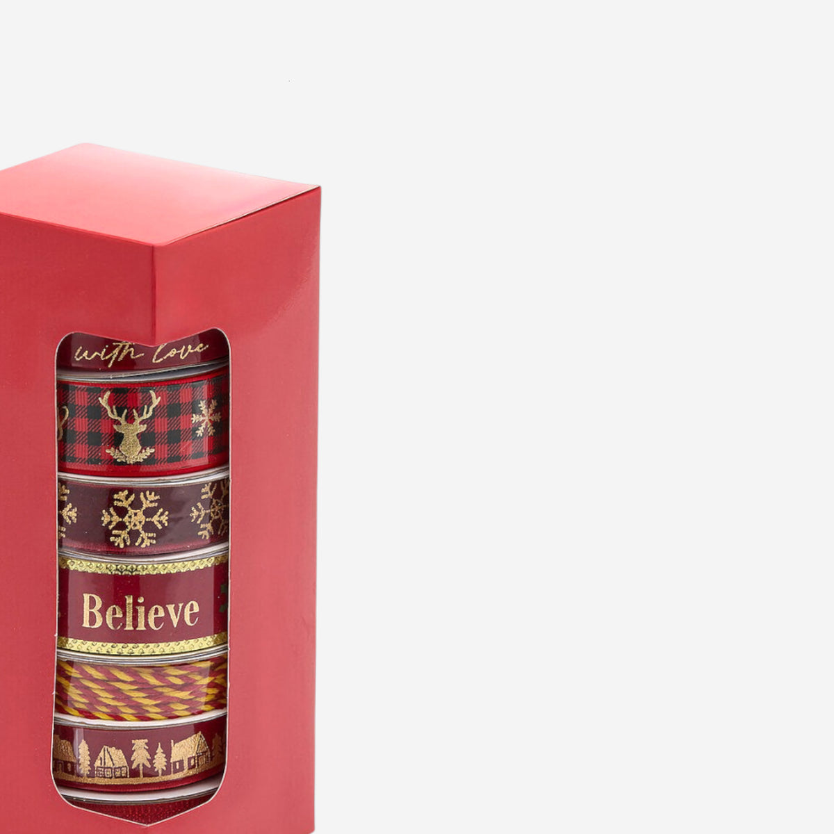 Geschenkband-Set Weihnachten Burgundrot 6 Rollen je 3m, Ansicht 3