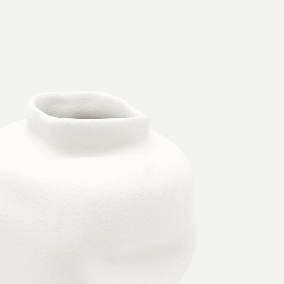 Pascale | Vase aus Keramik handgefertigt in Portugal minimalistisch weiss klein Ø 13cm x H 17cm - mon-chouchou.ch