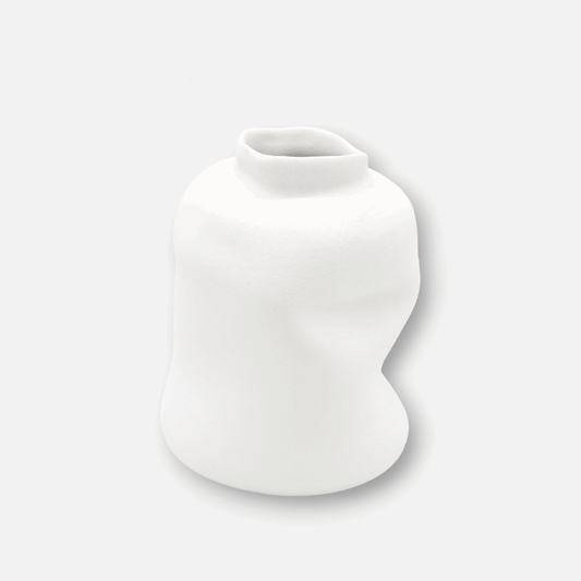 Pascale | Vase aus Keramik handgefertigt in Portugal minimalistisch weiss klein Ø 13cm x H 17cm