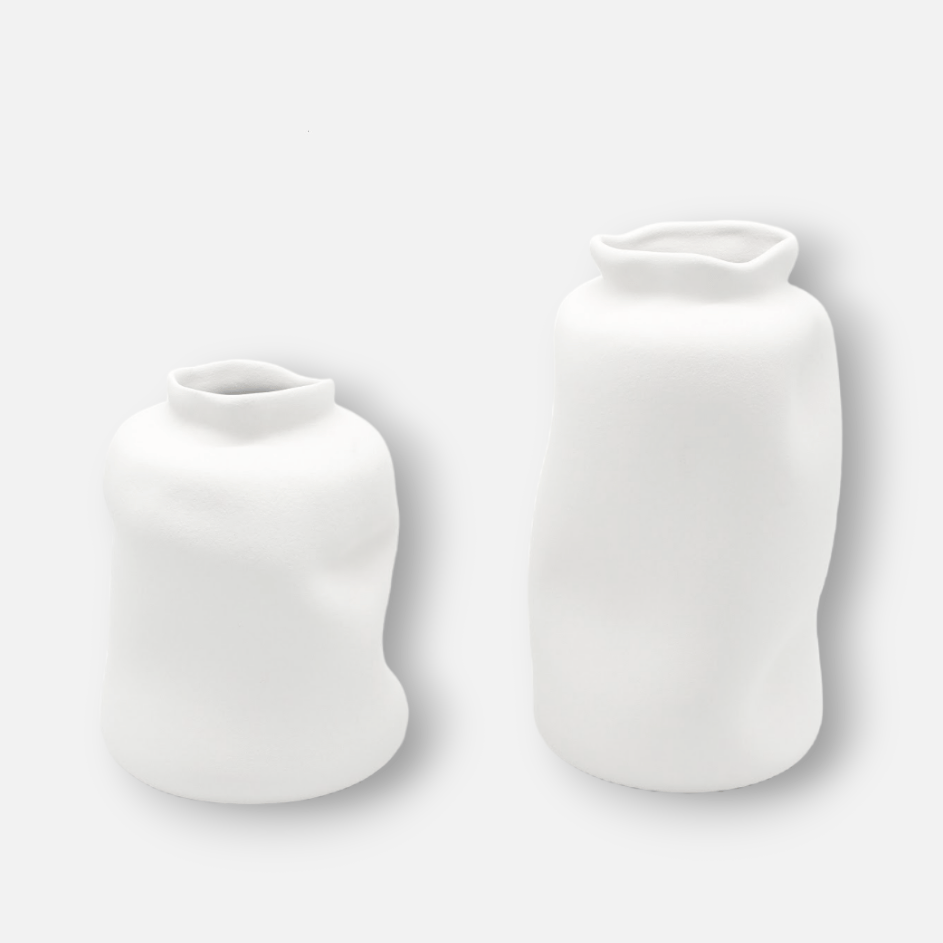 Pascale | Vase aus Keramik handgefertigt in Portugal minimalistisch weiss klein Ø 13cm x H 17cm - mon-chouchou.ch