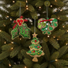 Weihnachtsanhänger Set Stoff Tannenbaum Herz Stechpalmenzweig Weihnachten 3er Set