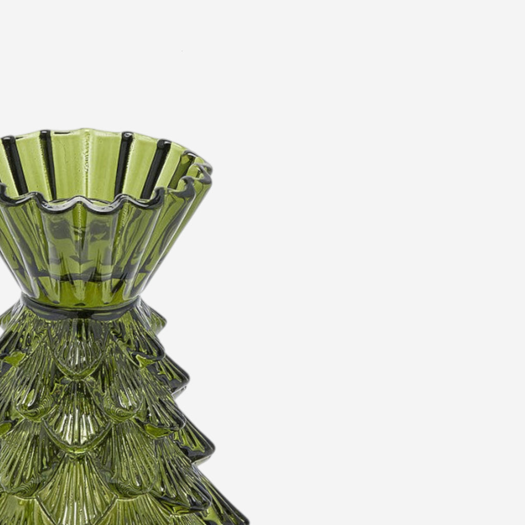 Kerzenhalter Glas Weihnachtsbaumform grün Ø12cm H14cm, Ansicht 3