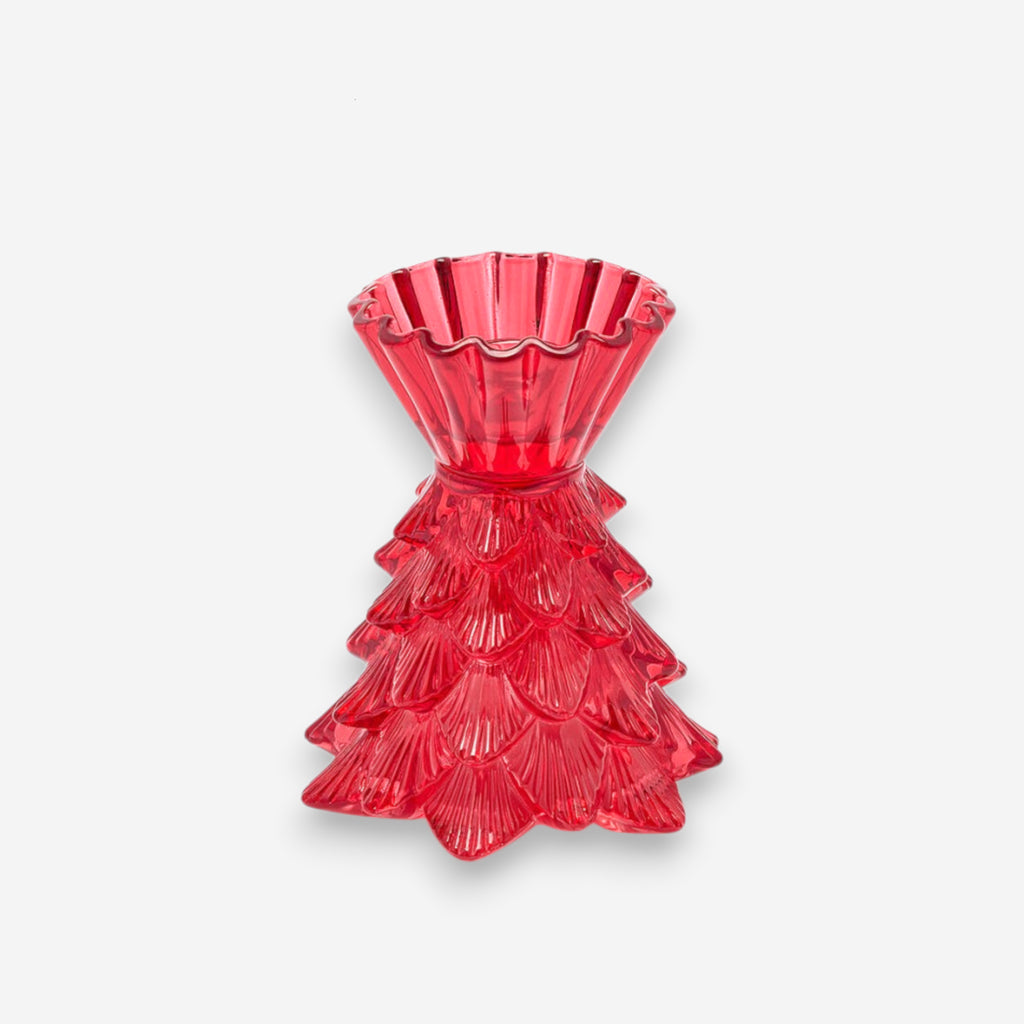 Kerzenhalter Glas Weihnachtsbaumform rot Ø12cm H14cm, Ansicht 2