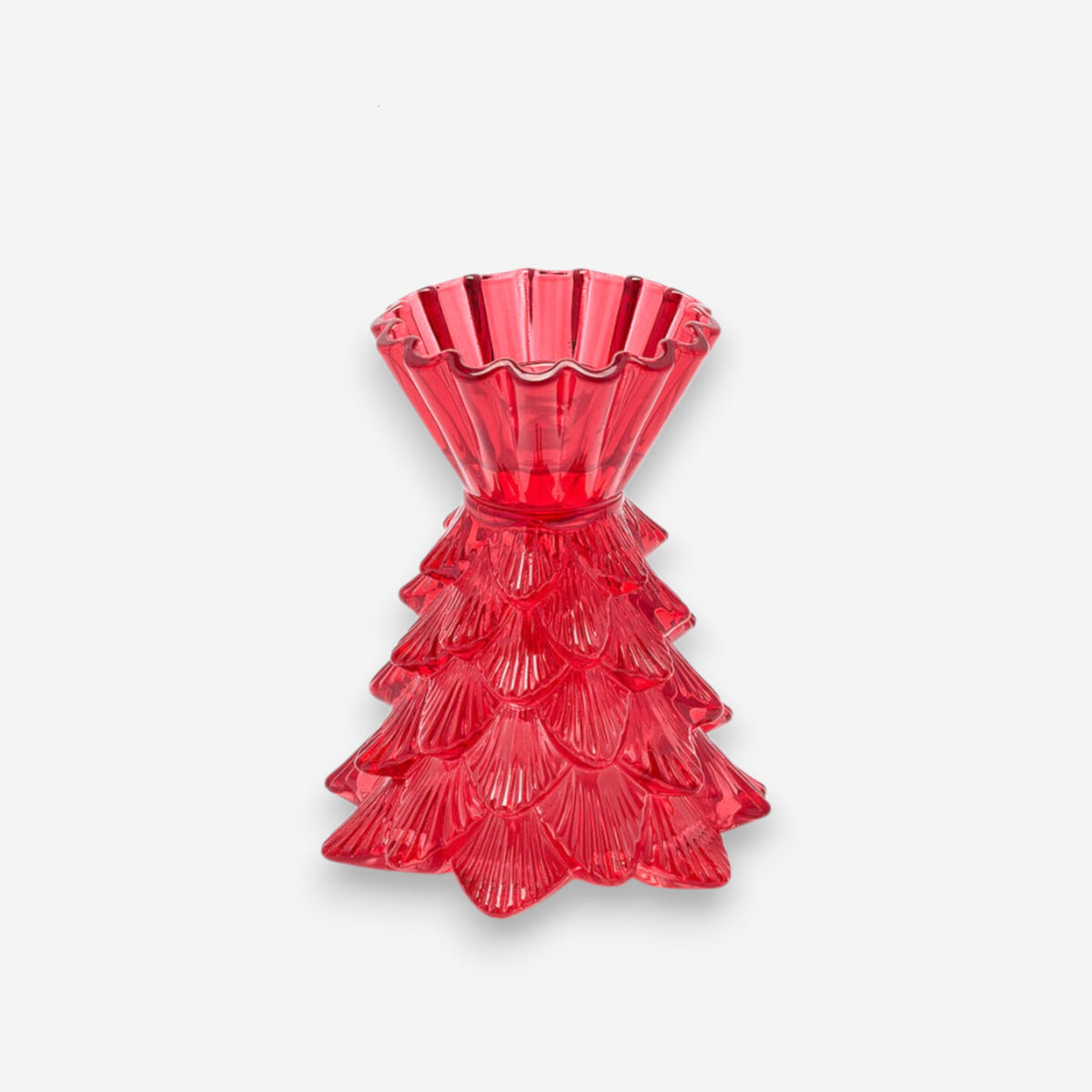 Kerzenhalter Glas Weihnachtsbaumform rot Ø12cm H14cm, Ansicht 2