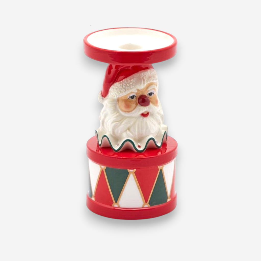 Kerzenhalter Keramik Weihnachtsmann rot grün H 17cm Ø 9.5cm, Ansicht 3