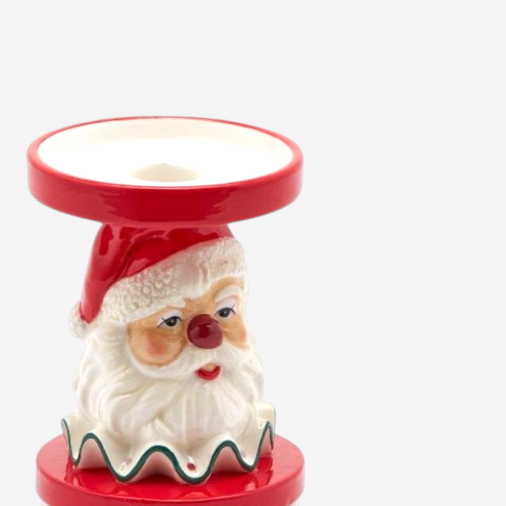 Kerzenhalter Keramik Weihnachtsmann rot grün H 17cm Ø 9.5cm, Ansicht 4