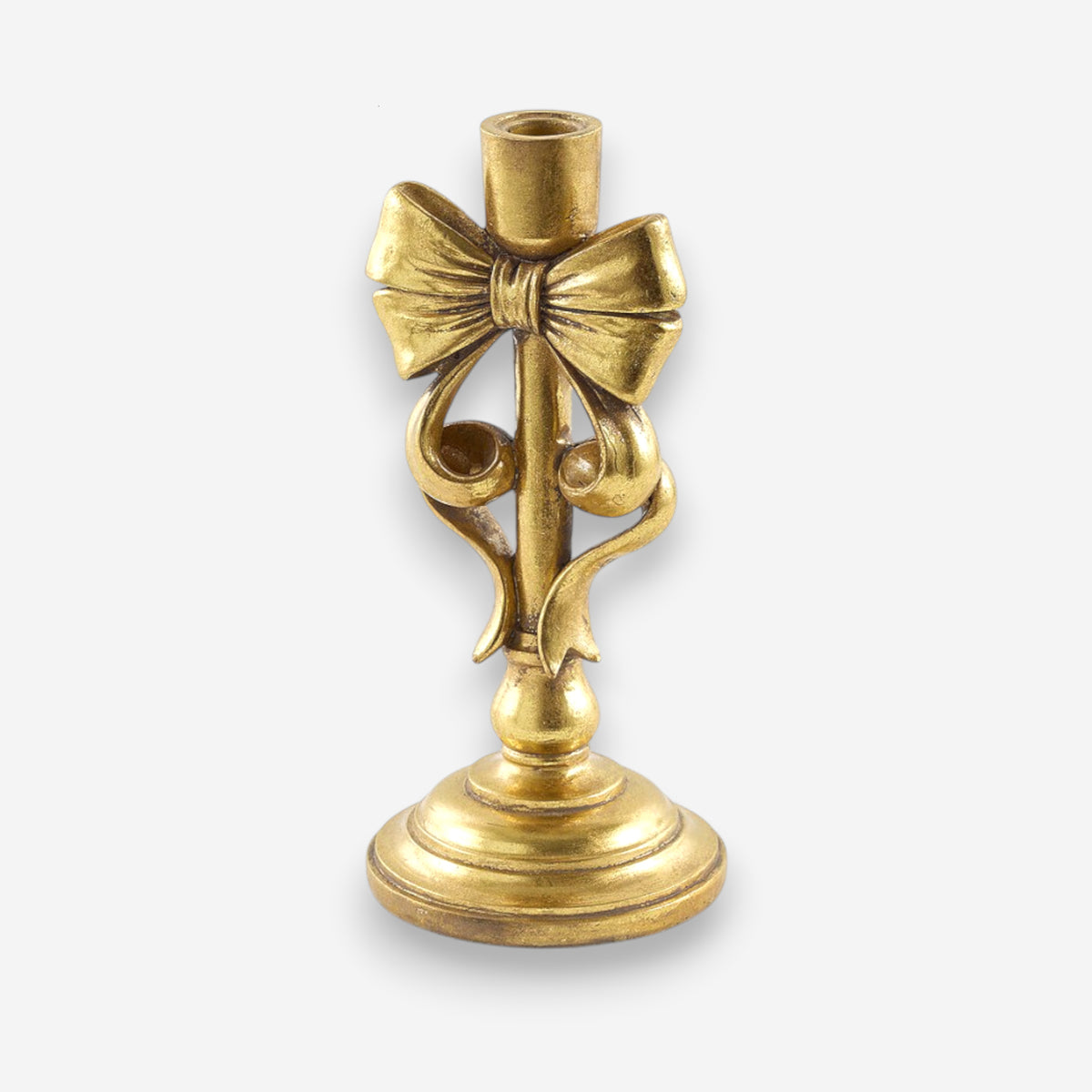 Kerzenständer, Kerzenhalter für Stabkerzen Weihnachten gold matt B 11.5cm x H 24cm | Bow, Ansicht 2
