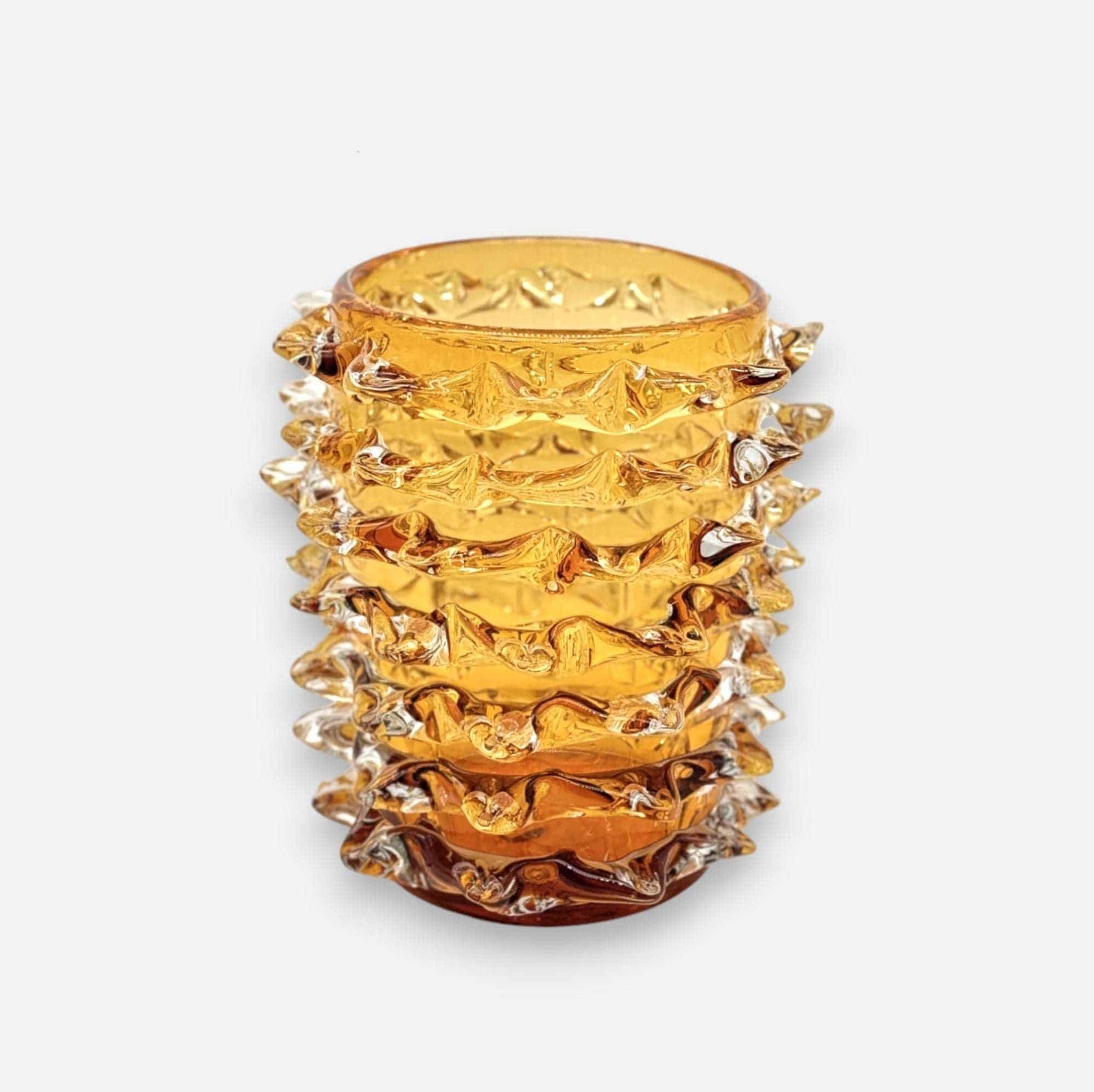 Kiwano | Vase aus Glas mundgeblasen goldbraun mit Kiwano Stachelmuster Ø 21cm x H 23cm - mon-chouchou.ch