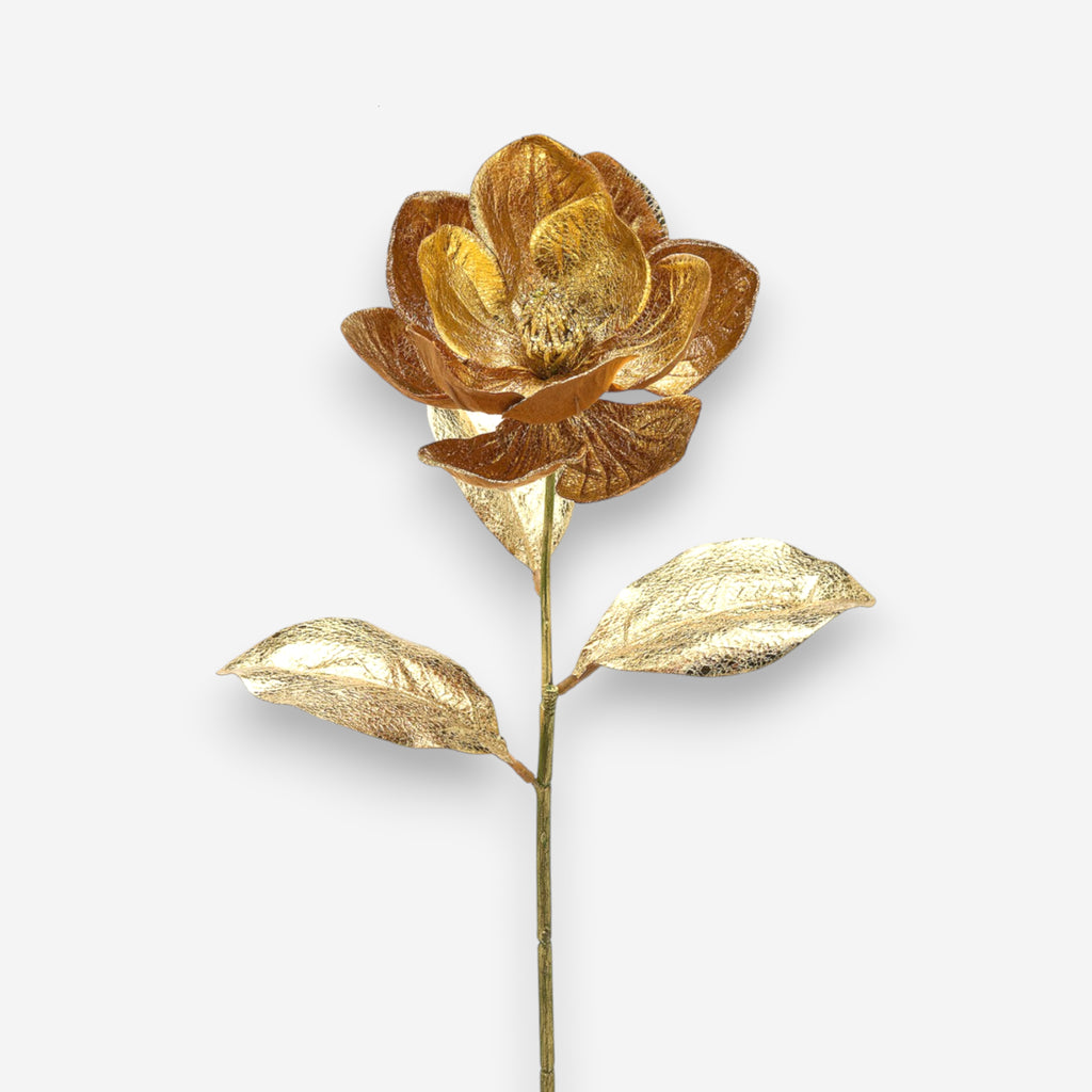 Kunstblume, Dekoblume Magnolienzweig Gold H 74cm | Magnolia, Ansicht 2