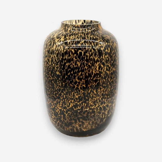 Léopard | Vase aus Glas mit Leoparden Muster schwarz Ø 28.5cm x 40cm