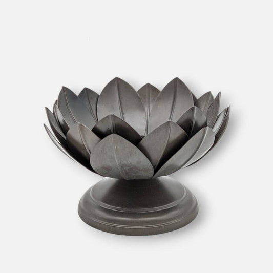 Lotus | Kerzenhalter aus Eisen grau in Form einer Lotusblüte B 18cm x H 12cm