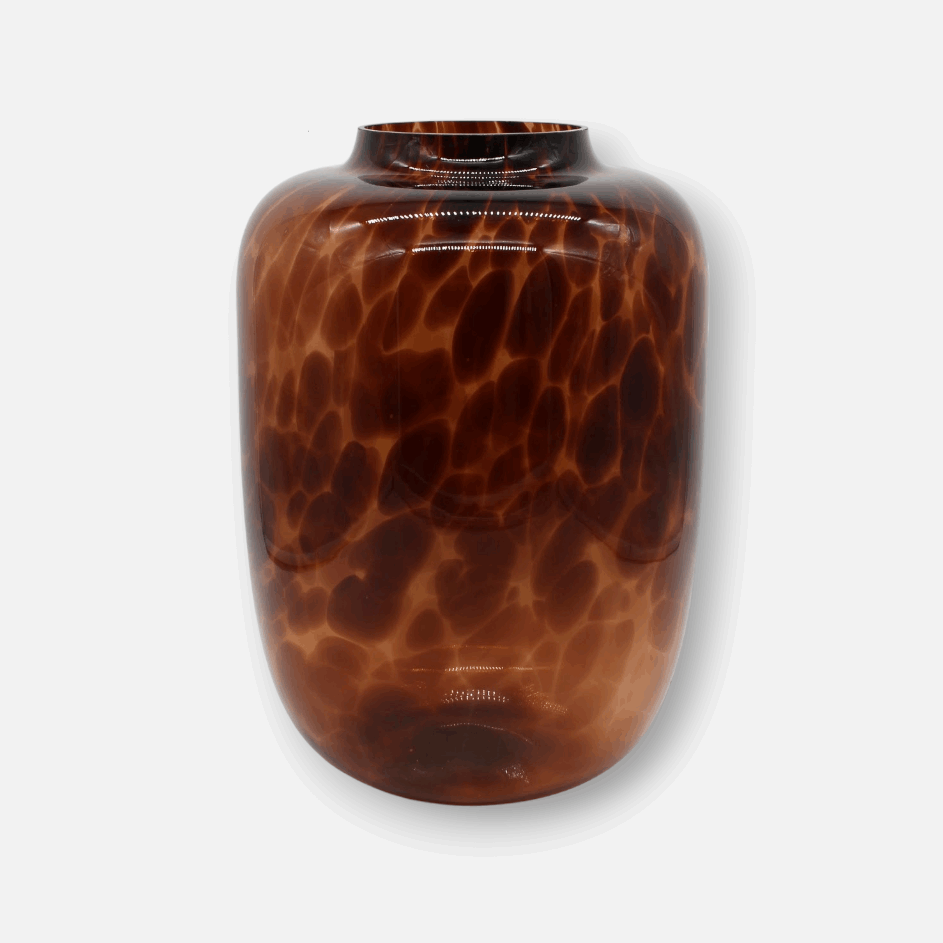 Marceline | Vase aus Glas mit Fleckenmuster braun gross B 24cm x H 34cm - mon-chouchou.ch