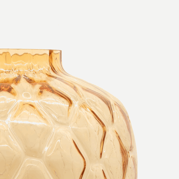 Marlène | Vase aus Glas mit Bienenwabenmuster gold braun gross Ø 29cm x H 42cm