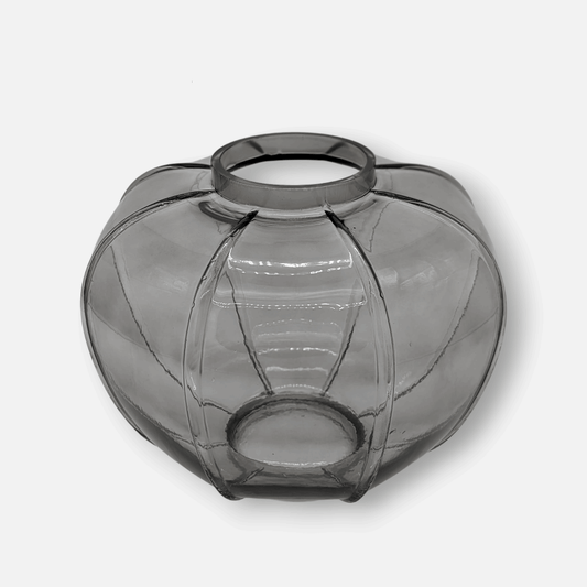 Maxence | Vase aus Glas in Kürbisform durchsichtig grau Ø 25cm x H 20cm