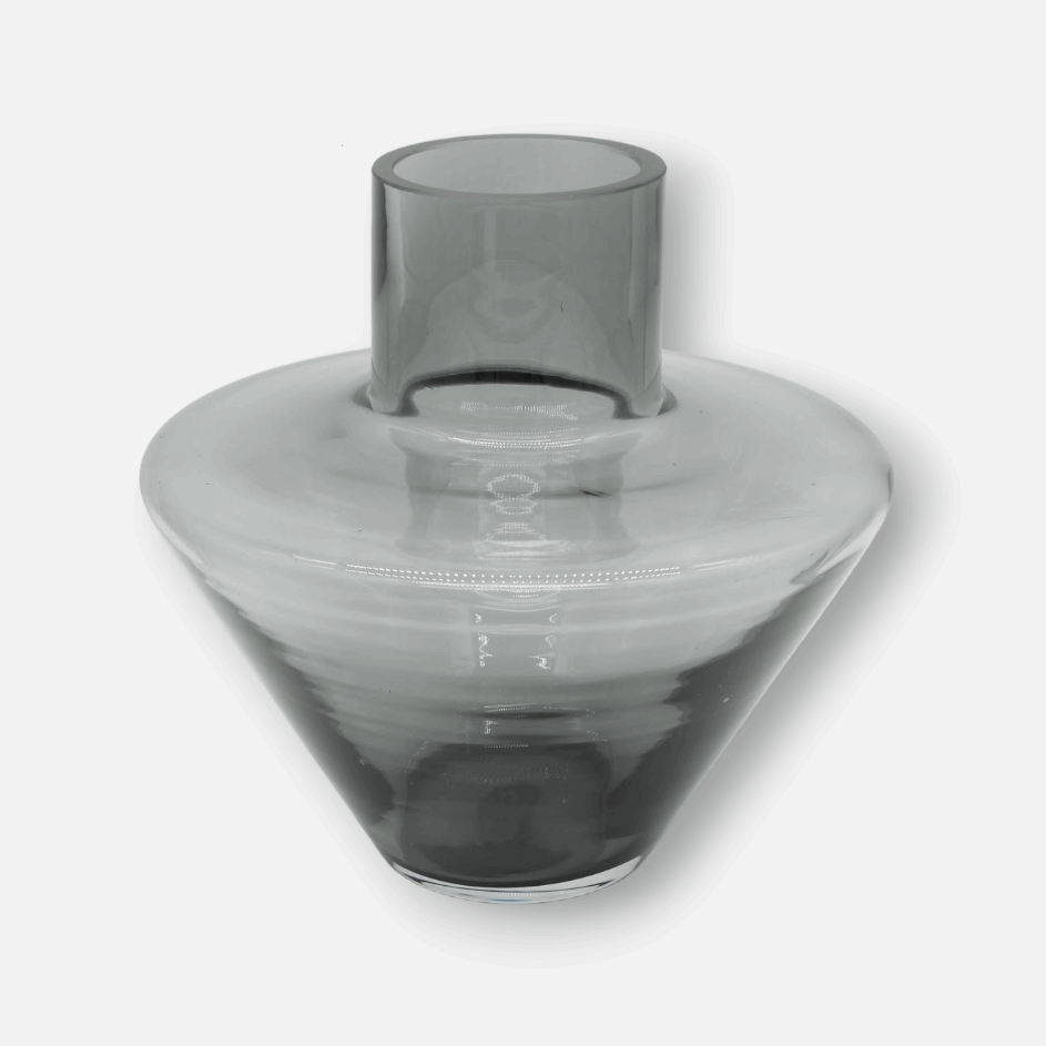 Mystique | Vase aus Glas futuristisches Design grau B 21cm x H 20cm - mon-chouchou.ch