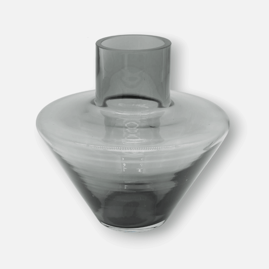 Mystique | Vase aus Glas futuristisches Design grau B 21cm x H 20cm