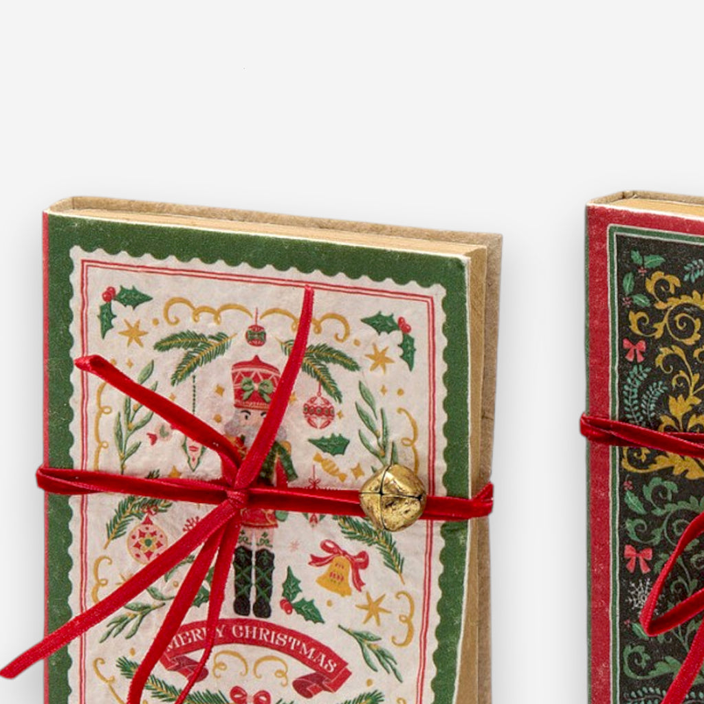 Notizbüchlein 2er-Set Weihnachten rot grün dekorativ H 12.5cm L 10cm T 2cm, Ansicht 3